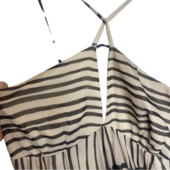 CLUB MONACO Hudson Dress Robe Silk Maxi Dress in Khaki /Black Size 4 - Picture 9 of 14